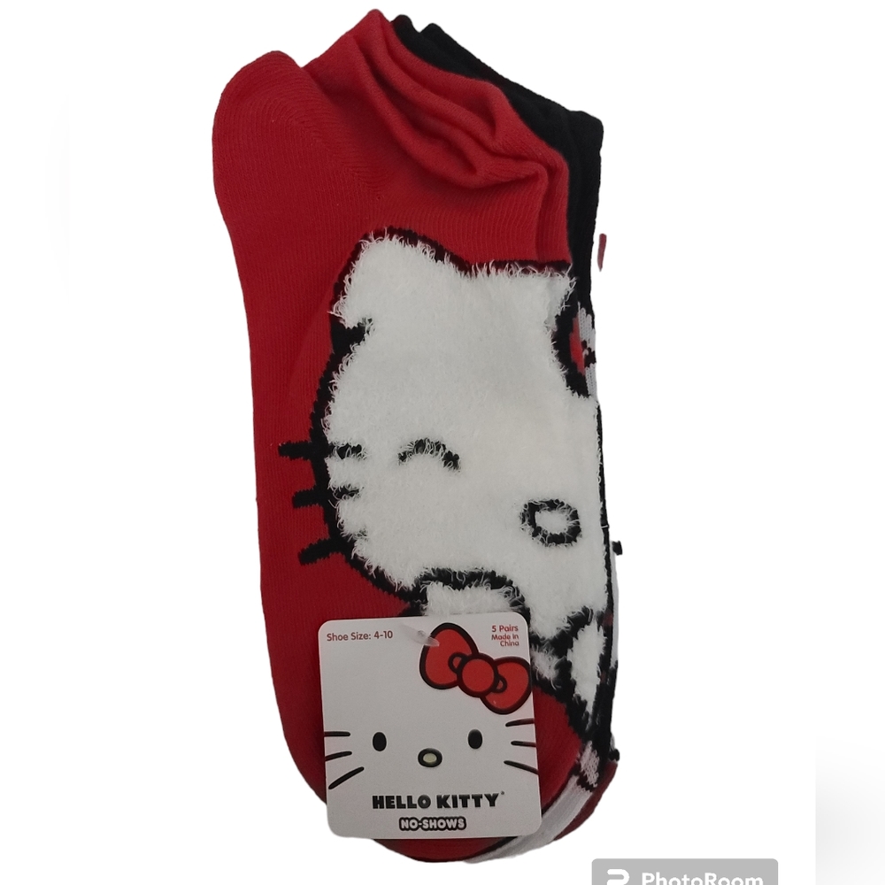 Hello Kitty 5 Pair Women's No Show Socks Shoe Size 4-10